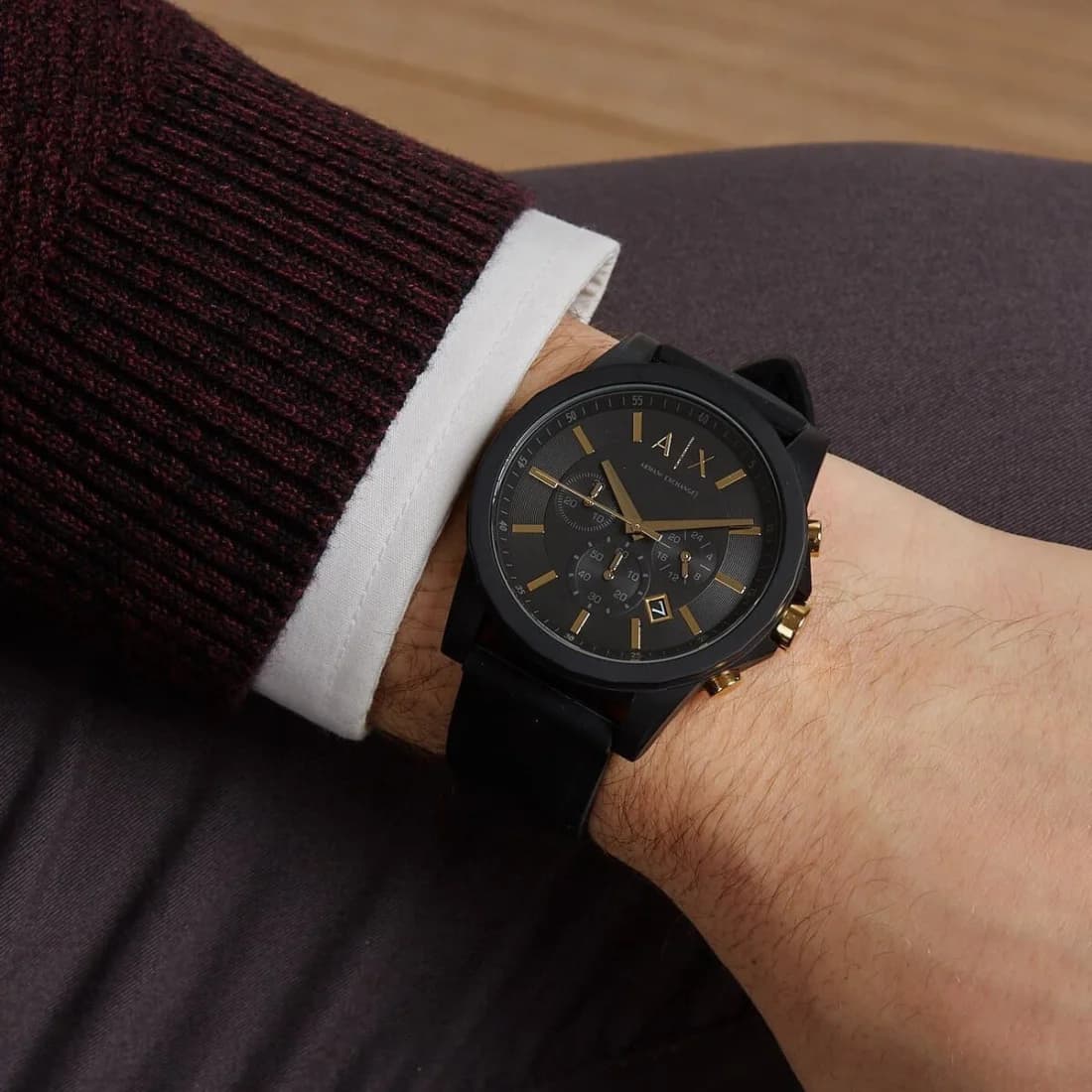 Montre Homme Armani Exchange AX7105 Bracelet Silicone Noir vue 6