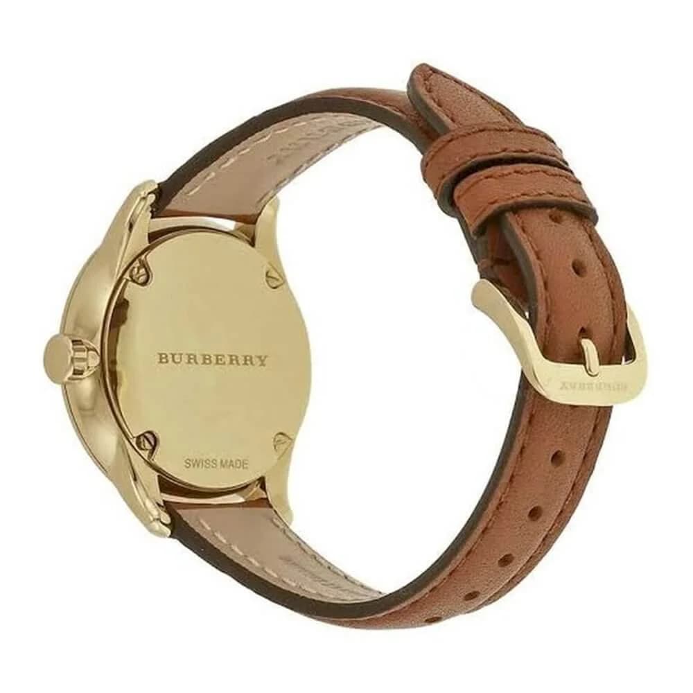 Montre Femme Burberry BU10101 Classic Round Cuir Marron et Cadran Doré vue 2