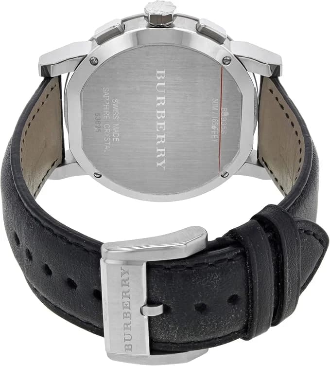 Montre Chronomètre Burberry Check Black BU9356 bracelet cuir noir vue 3