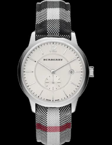 Burberry BU10002 Watch with Textile Strap and Round Metal Case