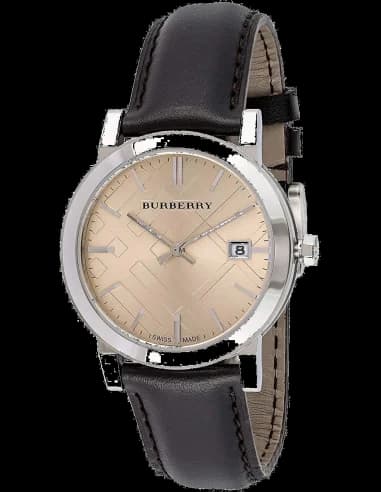 Montre Burberry BU9011 Bracelet Cuir Marron et Cadran à Motifs Gravés