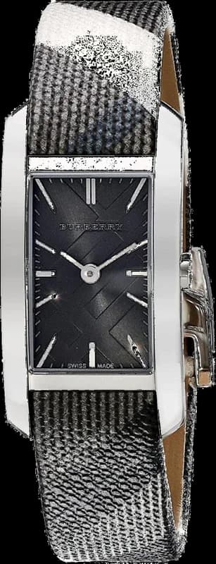 Rectangular Burberry watch BU9505 black leather strap