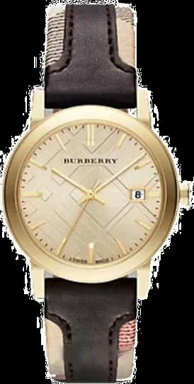Burberry The City watch BU9032 round dial gold metal leather strap