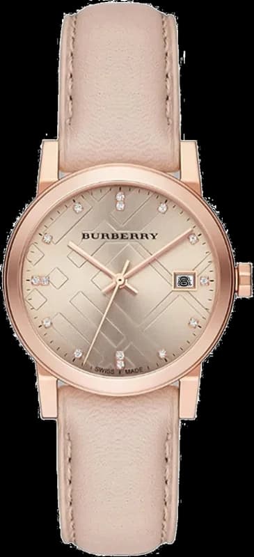 Montre Femme Burberry BU9131 The City Cadran Argenté et Cuir Beige