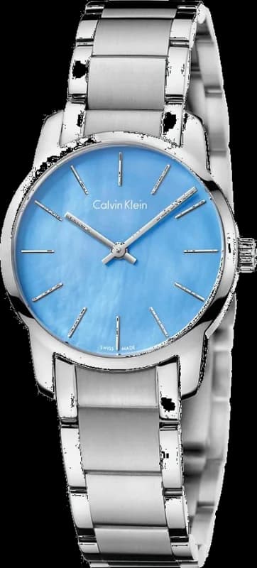 Montre Femme Calvin Klein City K2G2314X Quartz Bracelet en acier inoxydable avec cadran en nacre bleue