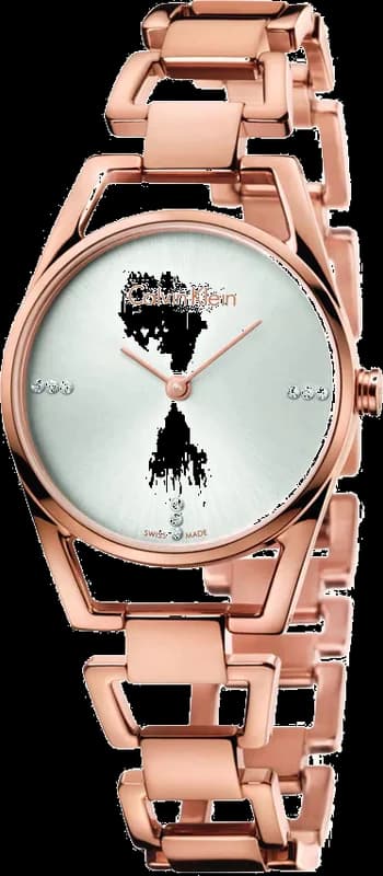 Montre Femme Calvin Klein Dainty K7L2364T quartz diamants cadran argenté bracelet en acier inoxydable or rose
