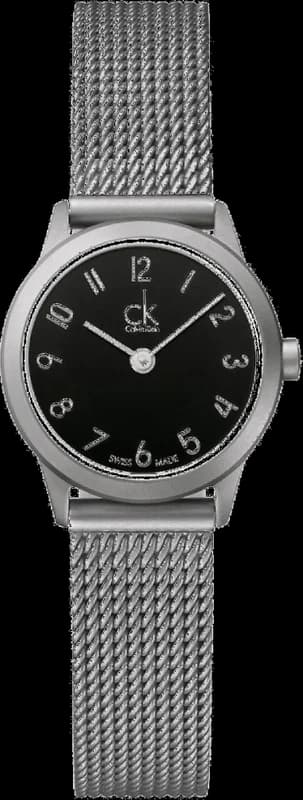 Montre Femme Calvin Klein Minimal K3M53151 quartz cadran noir bracelet maille en acier inoxydable argenté