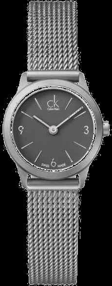 Montre Femme Calvin Klein Minimal K3M53154 cadran gris quartz bracelet maille en acier inoxydable argenté