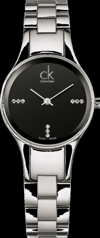 Montre Femme Calvin Klein Simplicity K4323102 quartz cadran noir bracelet en acier inoxydable argenté