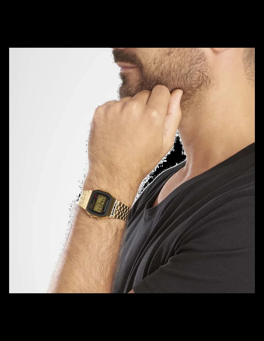 Casio A159WGEA-1EF côté fond de boîtier or