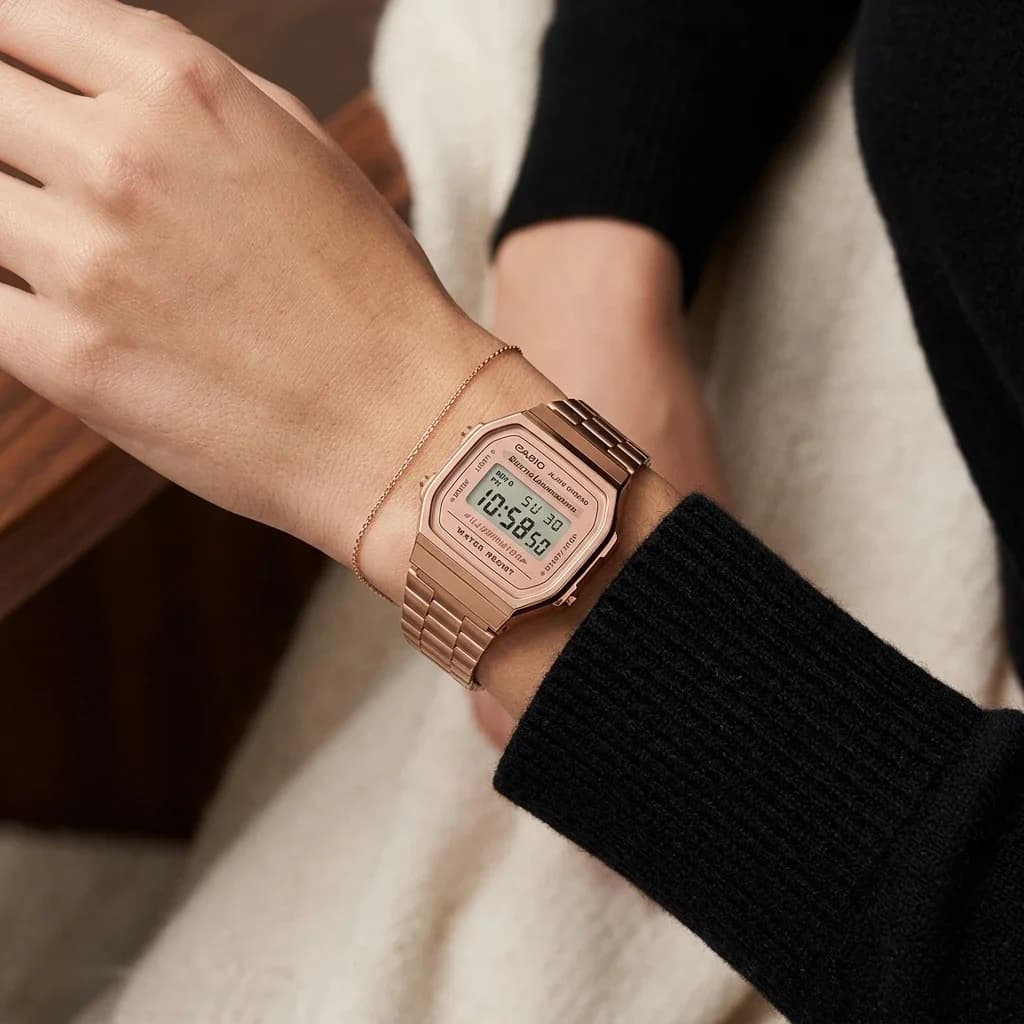 Montre Casio A168WG-5DF en Acier Inoxydable Plaqué Or Rose vue 3