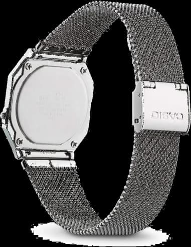 Montre Casio A700WEM-7AEF affichage digital et maille milanaise vue 2