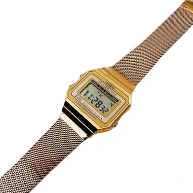 Montre Casio A700WMG-5DF unisexe détail cadran or rose