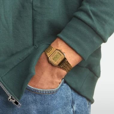 Montre Casio A158WETG-9A unisexe détail cadran or