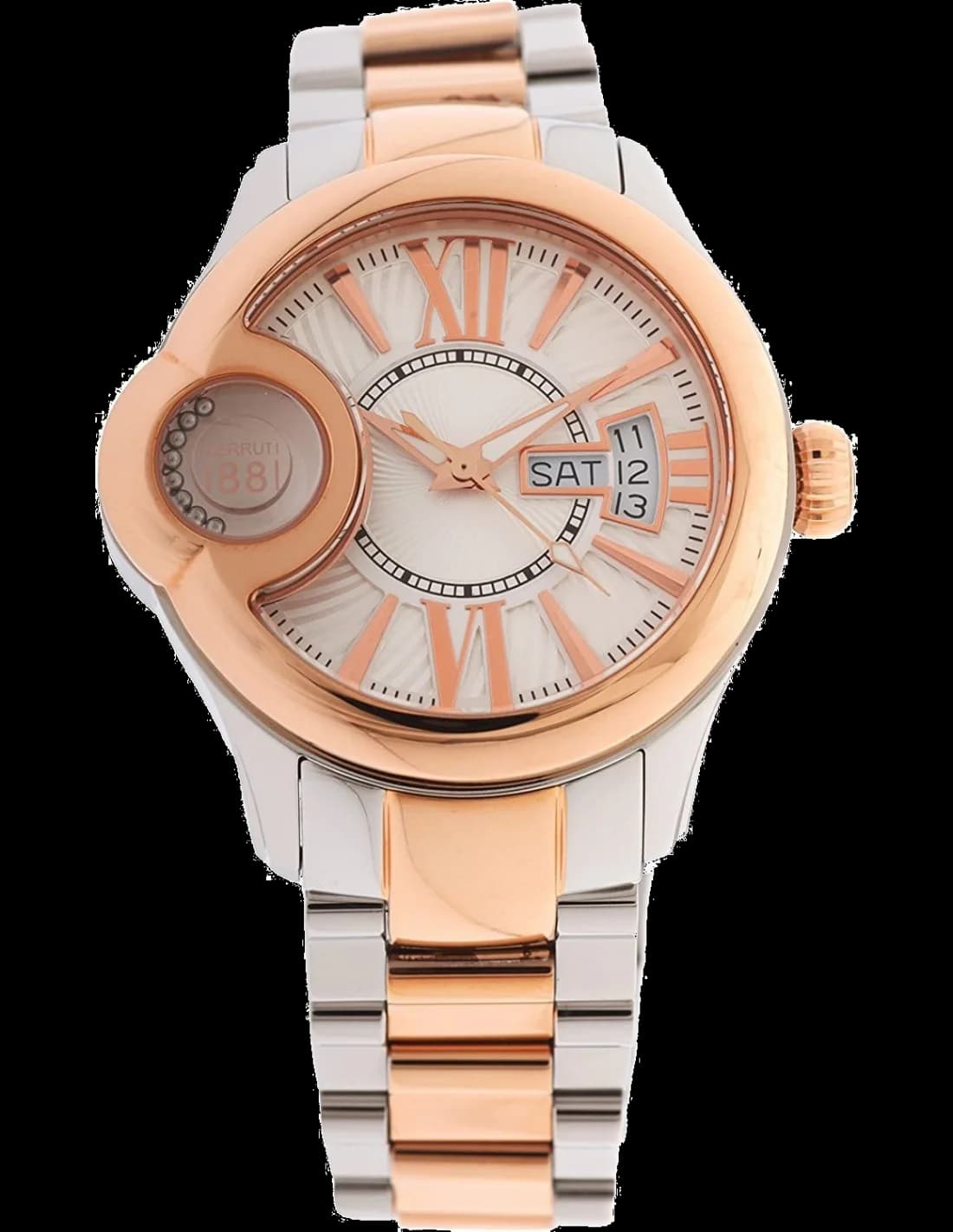 Gros plan sur le cadran blanc de la Cerruti 1881 CRM043I211F