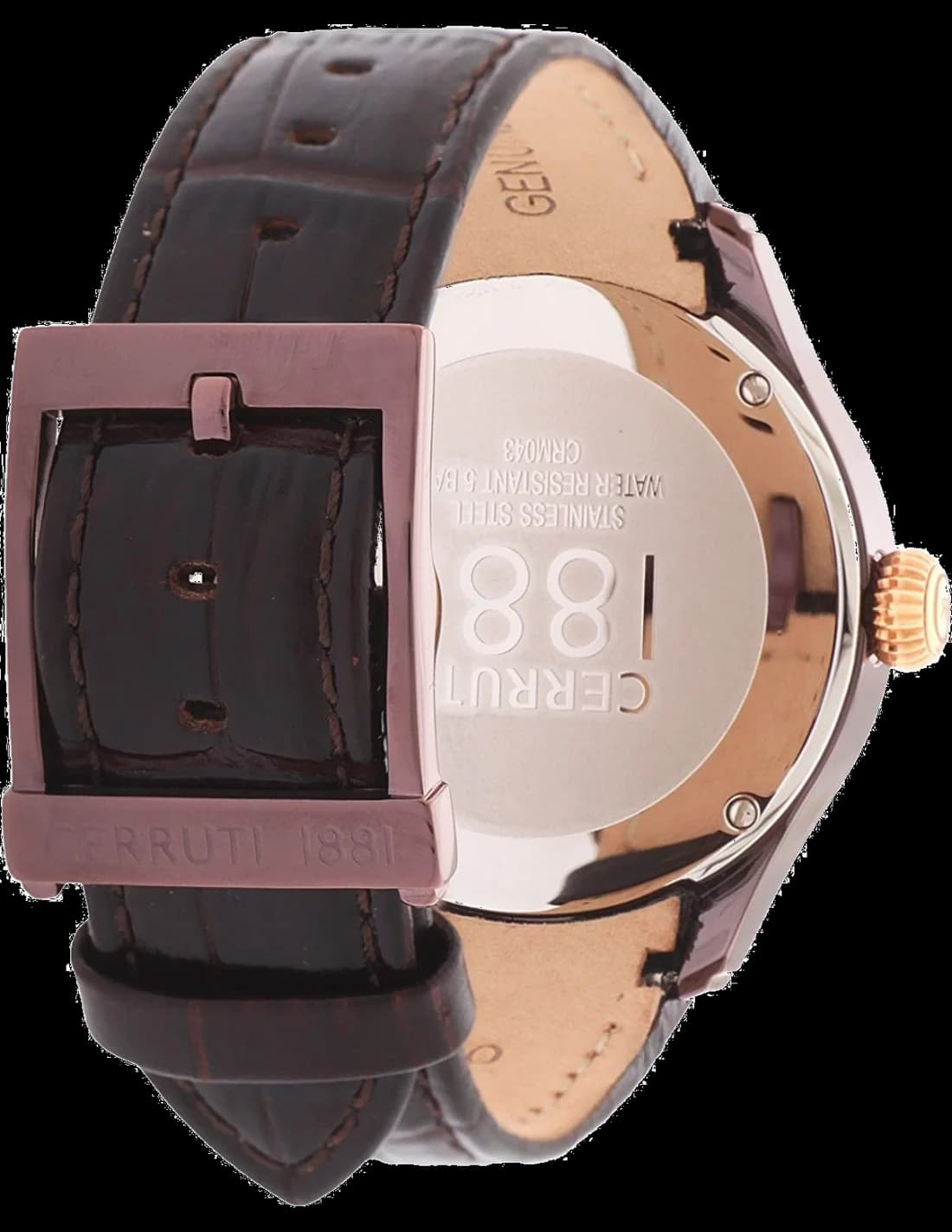 Cerruti 1881 CRM043L233F Brown Leather Strap Women's Watch vue 4