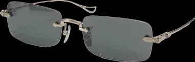 Chrome Hearts Rectangular Sunglasses Sinnergasm-A Thin Metal Frame