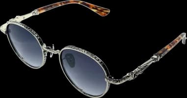 Lunettes de soleil Chrome Hearts rondes argentés branches écaille de tortue