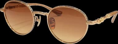 Lunettes de soleil Chrome Hearts rondes dorés verres marron monture métal