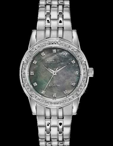 Montre femme Citizen Eco-Drive cristal silhouette acier inoxydable argenté