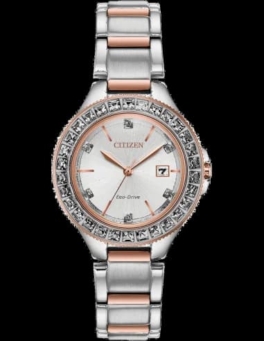 Citizen Eco-Drive silhouette crystal two-tone stainless steel with silver dial women's watch
