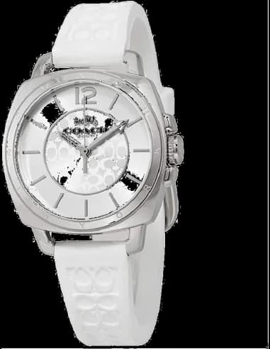 Women's Coach Boyfriend watch with white silicone strap
