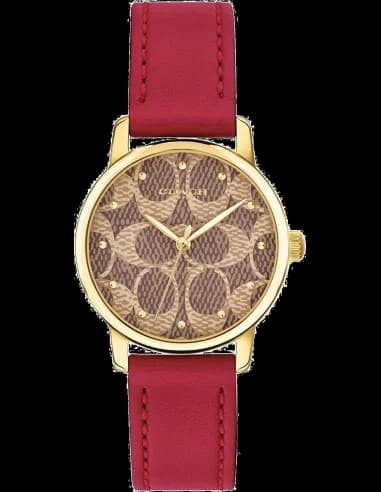 Montre femme Coach Grand avec bracelet en cuir rouge