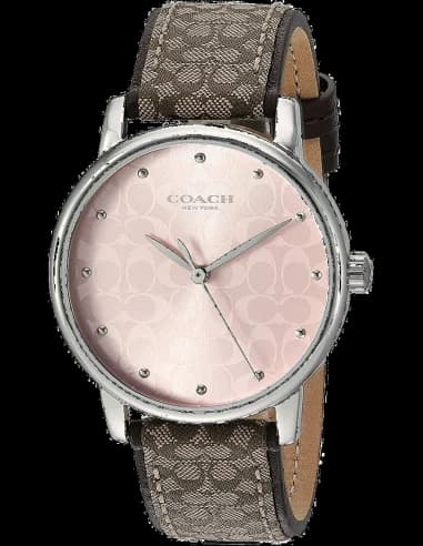 Montre femme Coach Grand ronde avec bracelet cuir marron