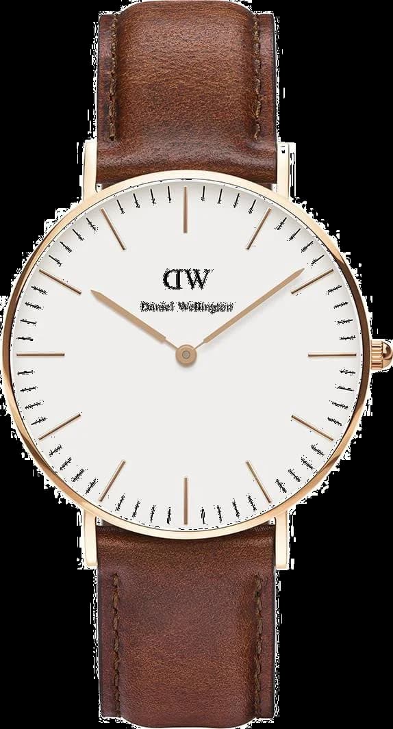 Daniel Wellington DW00100035 vue de côté, bracelet cuir