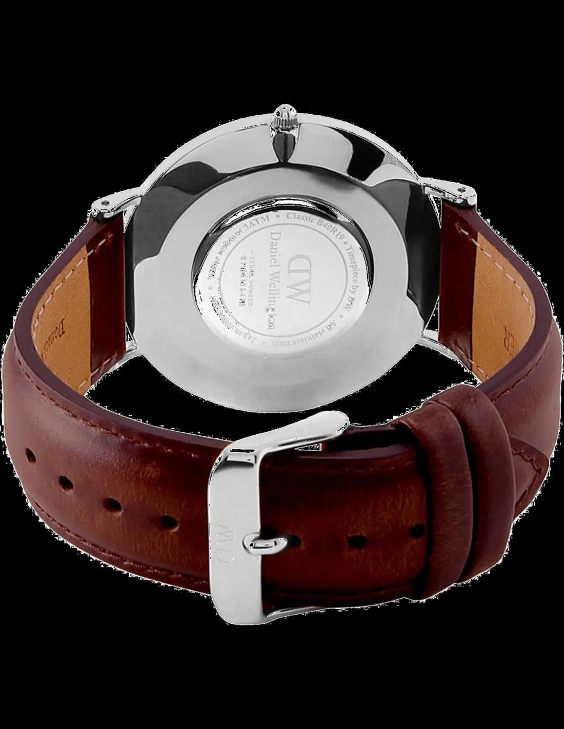 Daniel Wellington DW00100130 côté fond de boîtier argent