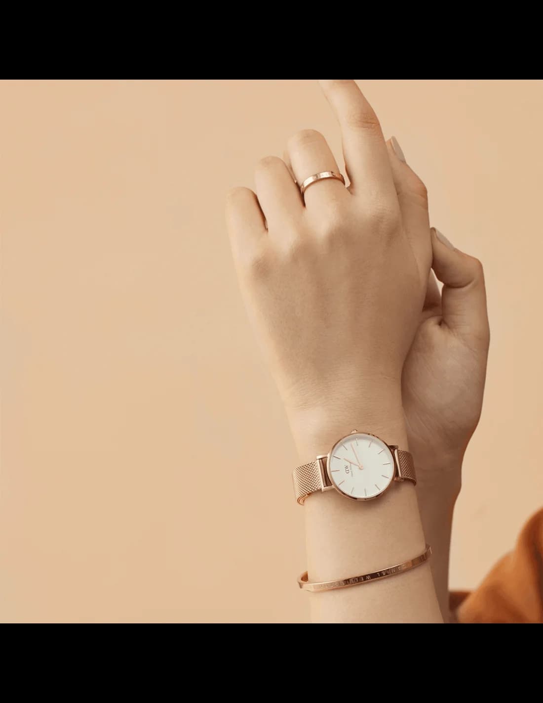 Daniel Wellington DW00100163 côté fond de boîtier or rose