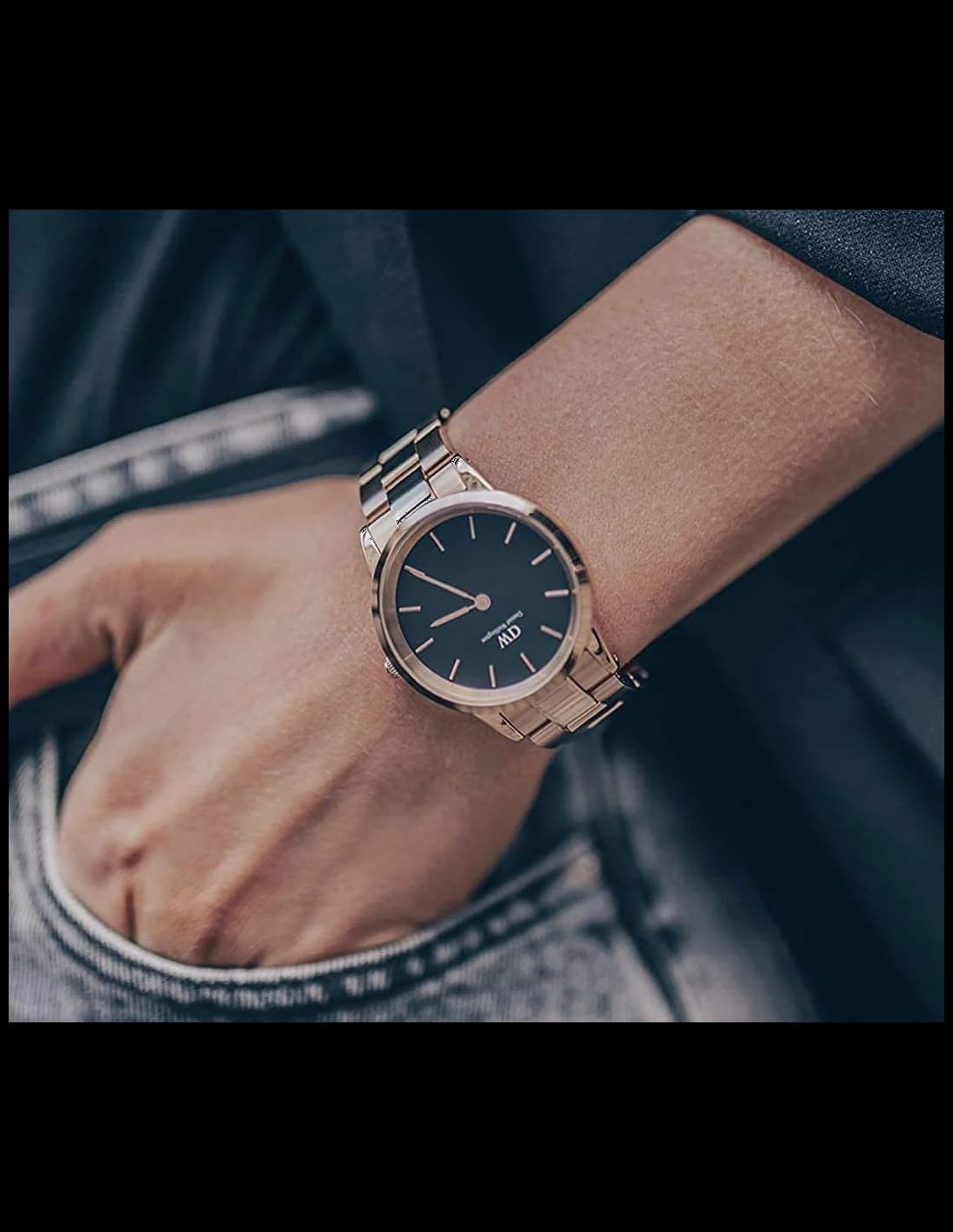 Daniel Wellington DW00100210 côté fond de boîtier or rose