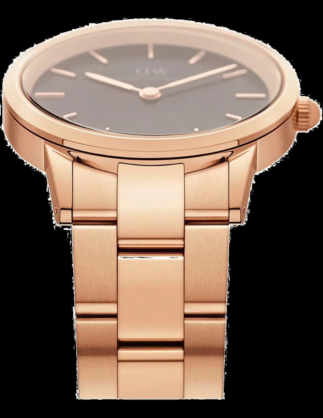 Gros plan sur le cadran noir de la Daniel Wellington DW00100214