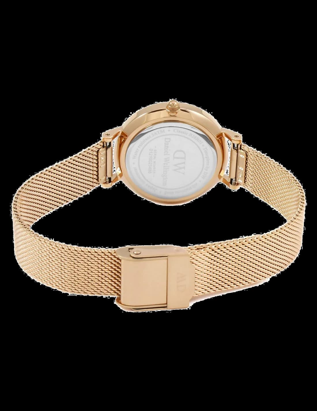 Daniel Wellington DW00100219 côté fond de boîtier or rose