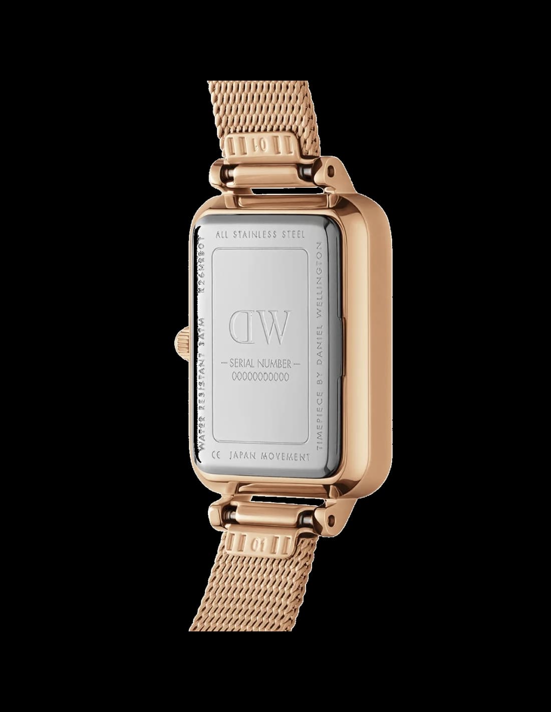 Daniel Wellington DW00100432 côté fond de boîtier or rose