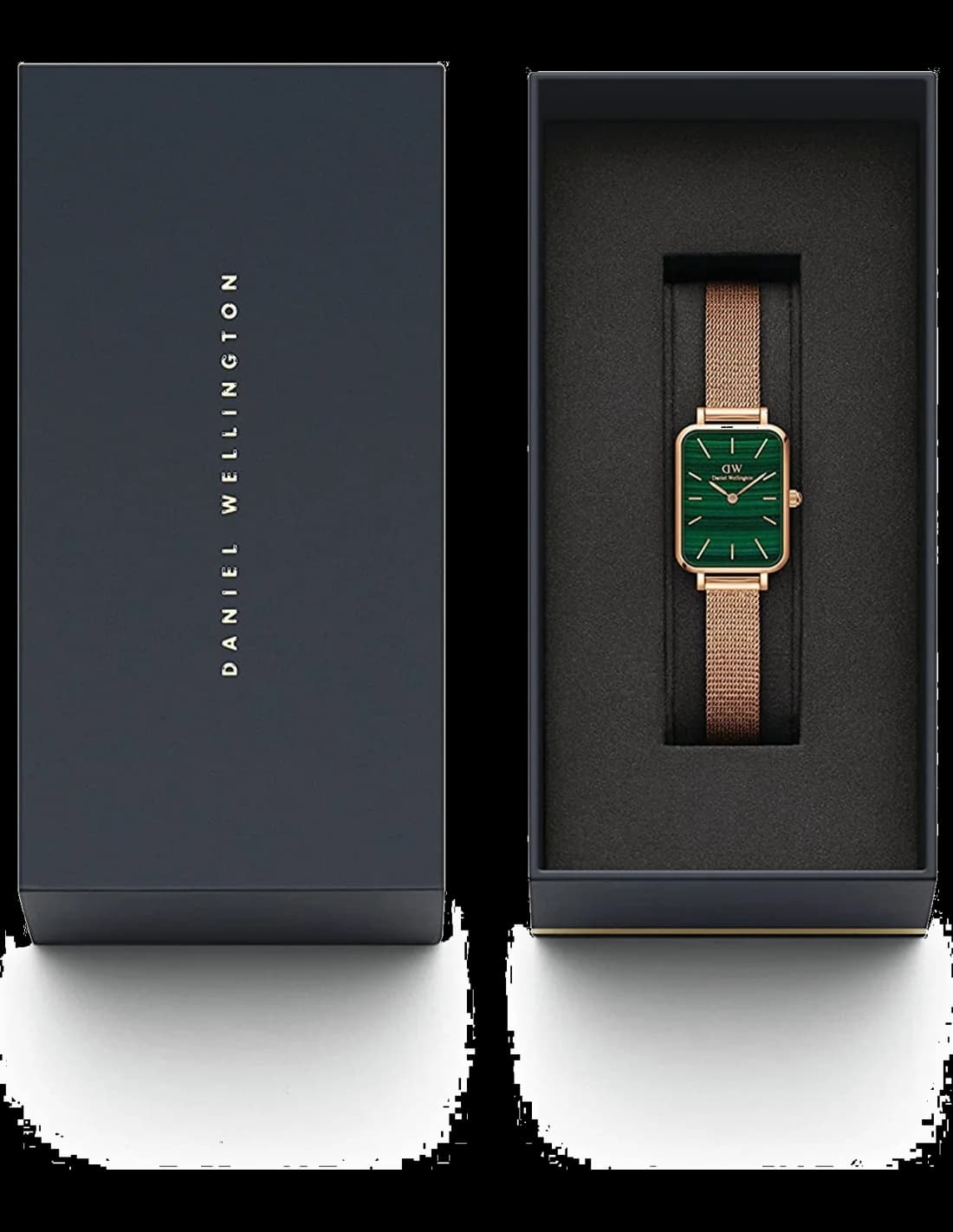 Gros plan sur le cadran vert de la Daniel Wellington DW00100437