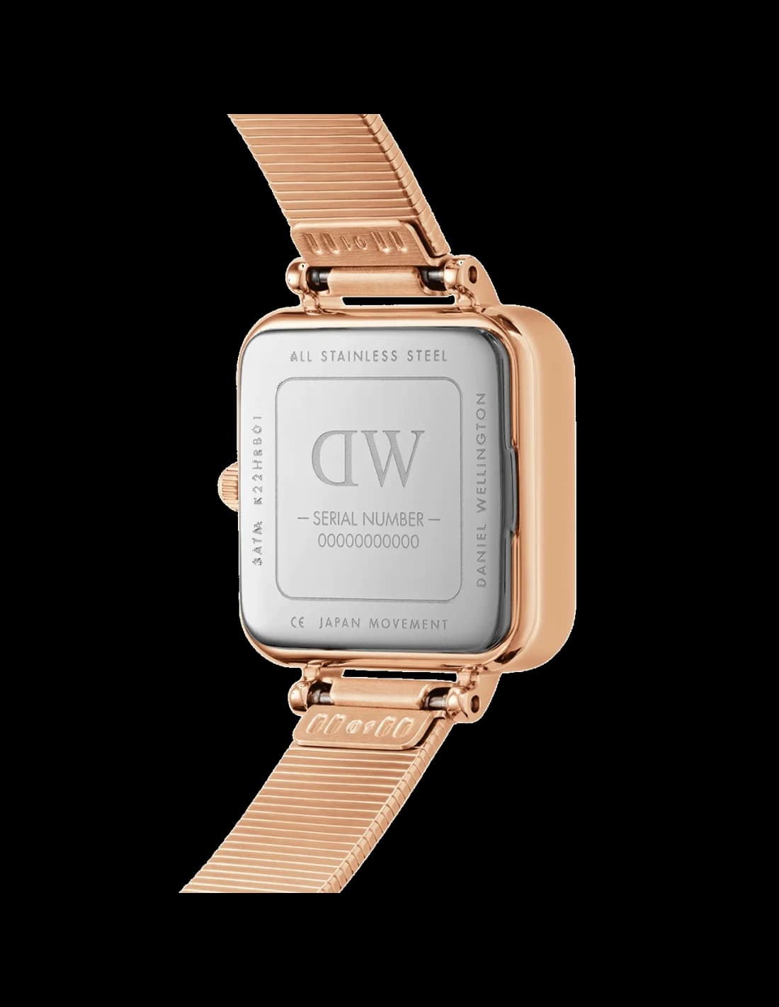 Daniel Wellington DW00100517 côté fond de boîtier or rose