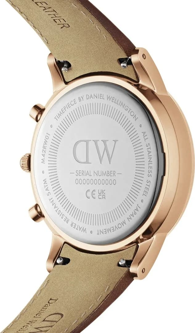 Daniel Wellington DW00100640 côté fond de boîtier or rose