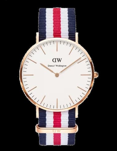 Montre Daniel Wellington Classic Canterbury DW00100002 bracelet nato bleu blanc rouge