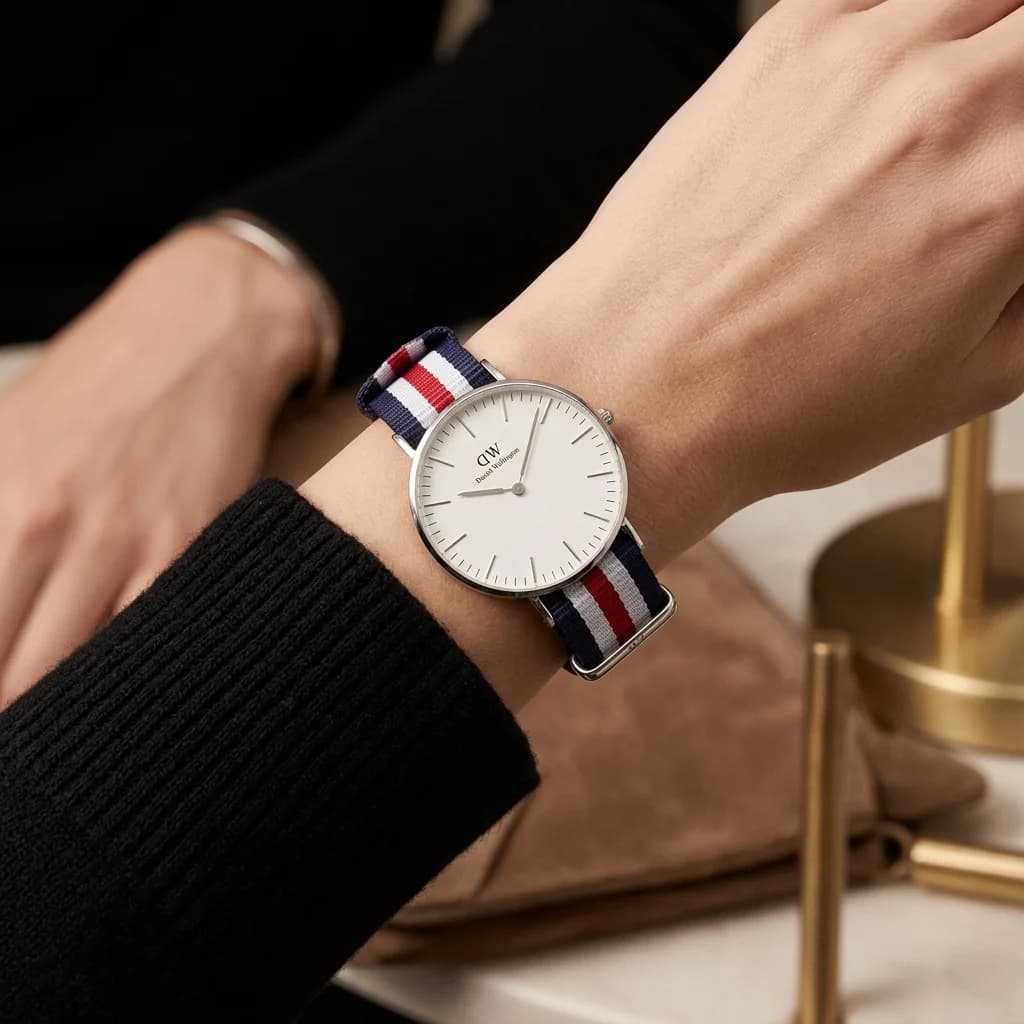 Daniel Wellington DW00100051 vue de côté, bracelet nylon