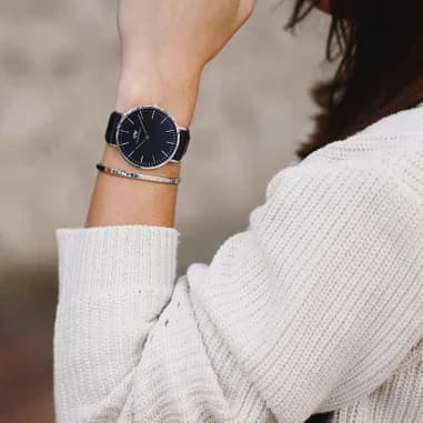 Montre Daniel Wellington DW00100145 Classic Black Sheffield Silver Cuir Noir vue 2