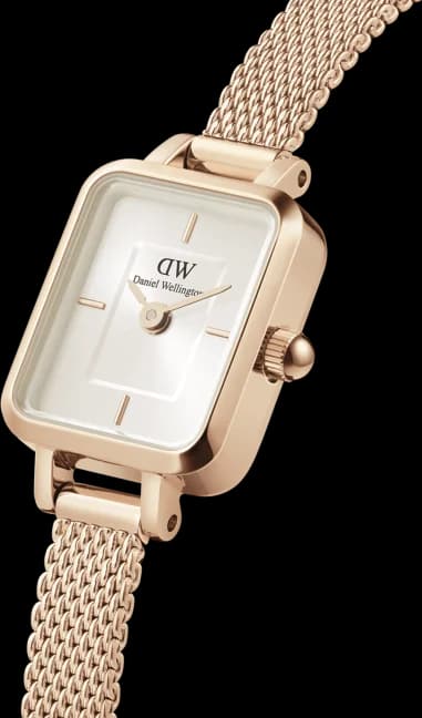 Montre Daniel Wellington DW00100651 Quadro Mini Melrose Rose Gold Champagne vue 2