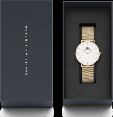 Montre Daniel Wellington Petite Evergold 28mm DW00100350 en maille milanaise doré jaune vue 4