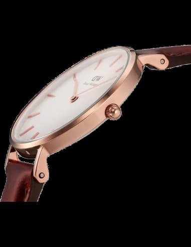 Montre Femme Daniel Wellington Classic DW00100175 bracelet cuir marron vue 2