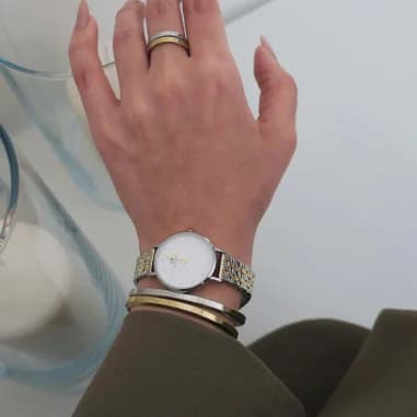 Montre Femme Daniel Wellington Petite Lumine 5-link Two-tone DW00100616 cadran blanc vue 5