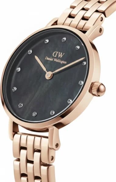 Montre Femme Daniel Wellington Petite Lumine 5-Link Melrose DW00100660 cadran noir nacre vue 2