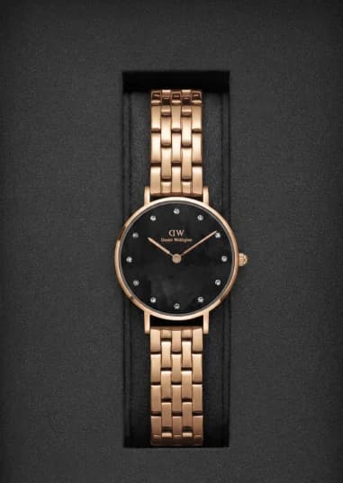 Montre Femme Daniel Wellington Petite Lumine 5-Link Melrose DW00100660 cadran noir nacre vue 3