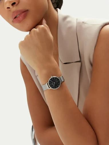 Montre Femme Daniel Wellington Petite Lumine Bezel Sterling DW00100661 cadran noir nacre vue 5