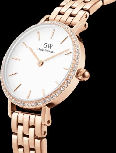 Montre Femme Daniel Wellington Petite Lumine Bezel 5-Link Melrose DW00100666 cadran blanc vue 2