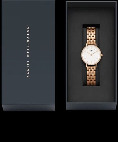 Montre Femme Daniel Wellington Petite Lumine Bezel 5-Link Melrose DW00100666 cadran blanc vue 4